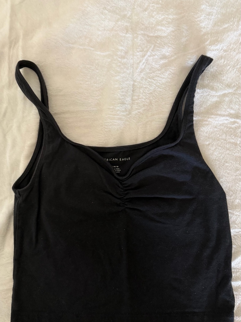 American Eagle Outfitters Black Ruched Scoop Tank
